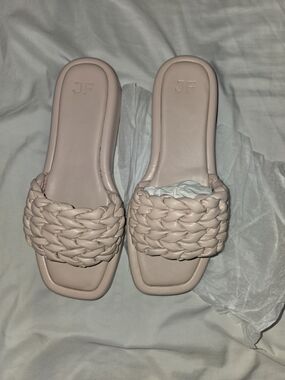 JustFab Blush Pink Braided Slide Sandals